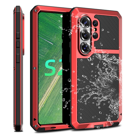 Puzdro s integrovaným sklom pre Samsung Galaxy S26 Ultra, červené