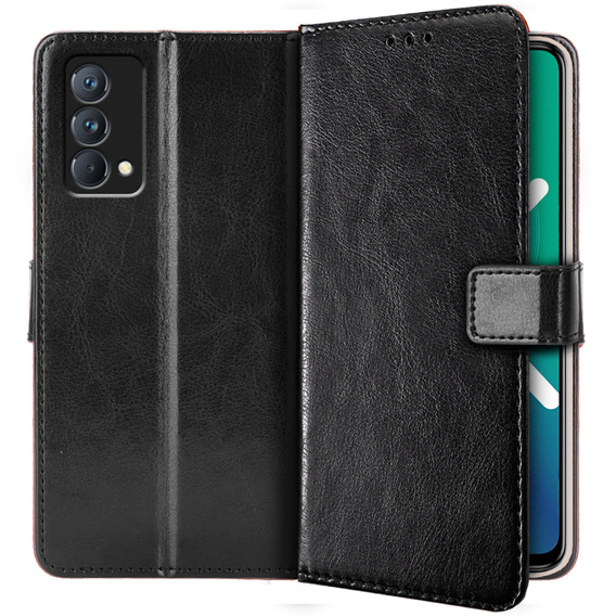 Klapkové puzdro pre Realme GT Master, Crazy Horse Wallet, čierne