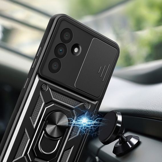 Pancierované puzdro pre Samsung Galaxy A56, CamShield Slide, čierne + tvrdené sklo 9H