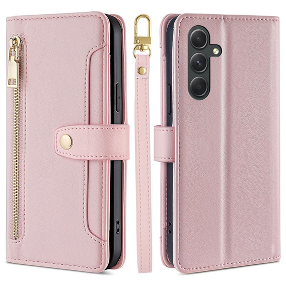 Klapkové puzdro pre Samsung Galaxy A54 5G, Wallet Zipper Pocket, ružové