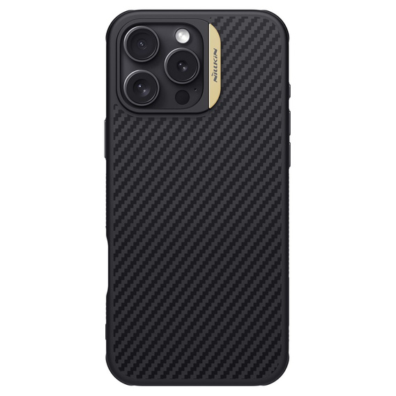 Puzdro pre iPhone 16 Pro Max, pancierované Nillkin, Carbon Fiber, pre Magsafe, zlaté
