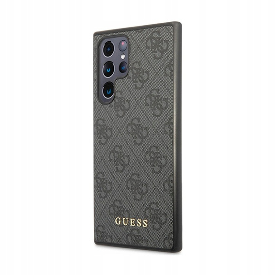 GUESS Obal na mobil pre Samsung Galaxy S24 Ultra, 4G Metal Gold Logo, sivé