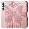 Klapkové puzdro pre Samsung Galaxy M35, Butterfly, ružové rose gold