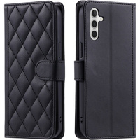 Puzdro s chlopňou pre Samsung Galaxy A16, Rhombus Crossbody Leather, čierne