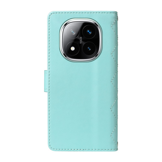 Puzdro s chlopňou pre Xiaomi Redmi Note 14 Pro 5G / Xiaomi Redmi Note 14 Pro+ 5G / Xiaomi Poco X7 5G, Rhombus Crossbody Leather, zelený