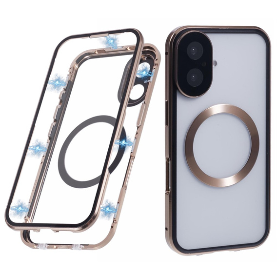 Magnetické puzdro Dual Glass MagSafe pre iPhone 16, zlaté