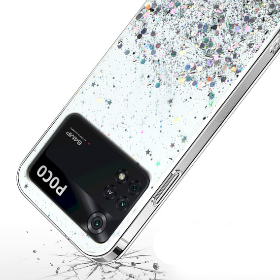 Obal na mobil pre Xiaomi Poco M4 Pro 4G, Glittery, strieborné