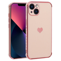Obal na mobil pre Apple iPhone 13, Electro heart, ružové rose gold