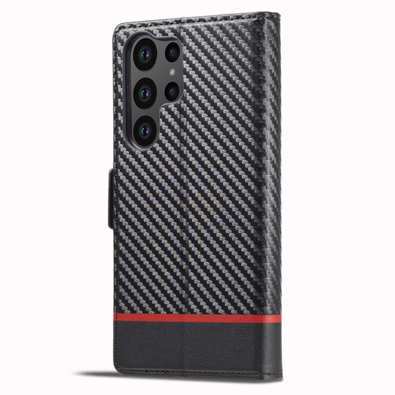 Klapkové puzdro pre Samsung Galaxy S23 Ultra, Carbon LC.IMEEKE, čierne