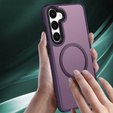 Puzdro pre Samsung Galaxy S21 FE, pre MagSafe, ERBORD Matt Case, tmavo fialová + sklo na displej