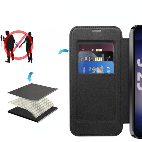 Klapkové puzdro pre Samsung Galaxy S25+ Plus, RFID Wallet MagSafe CamShield, čierne