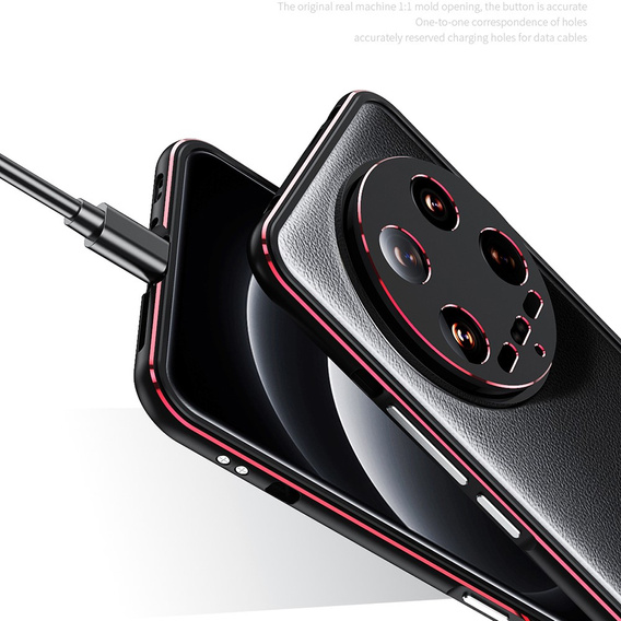 Puzdro pre Xiaomi 14 Ultra, Armor Bumper, s krytom objektívu, čierna / červená
