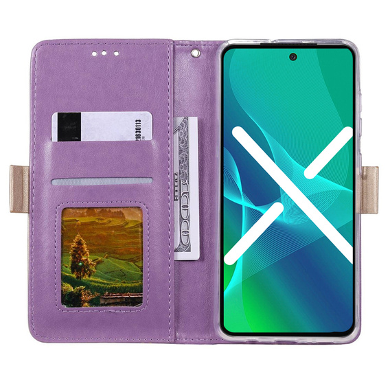 Klapkové puzdro pre Huawei P30 Lite, Wallet Pocket Zipper Lace, fialové