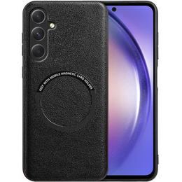 Obal na mobil pre Samsung Galaxy A54 5G, Leather Hybrid MagSafe, čierne