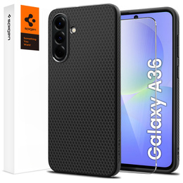 Puzdro Spigen pre Samsung Galaxy A36 5G, Liquid Air, čierne + tvrdené sklo 9H