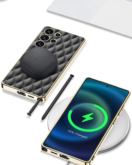 Puzdro pre Samsung Galaxy S25 Ultra, Leather Rhombus, čierne