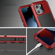 Puzdro pre iPhone 15, pancierované, s integrovaným sklom, červené