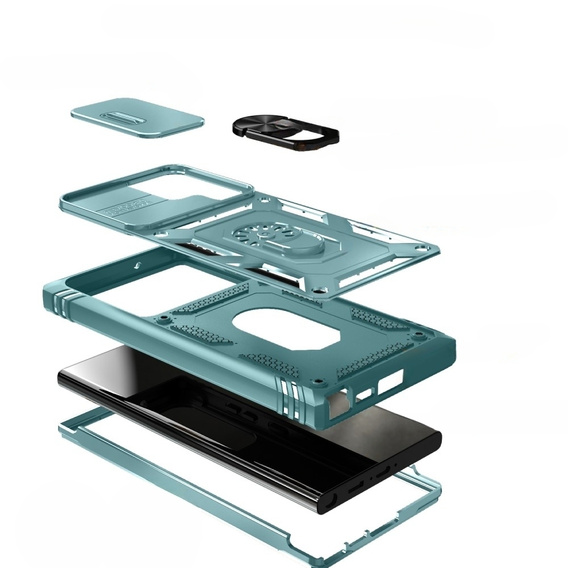 Obal na mobil pre Samsung Galaxy S23 Ultra, CamShield Slide, zelené