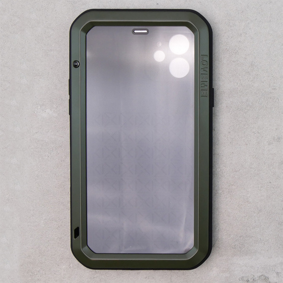 Love Mei Obal na mobil pre iPhone 12, armored with glass, zelený