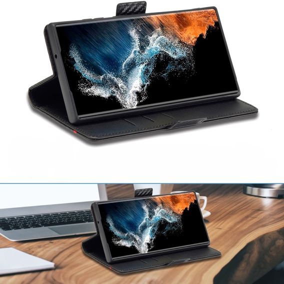 Klapkové puzdro pre Samsung Galaxy S23 Ultra, Carbon LC.IMEEKE, čierne