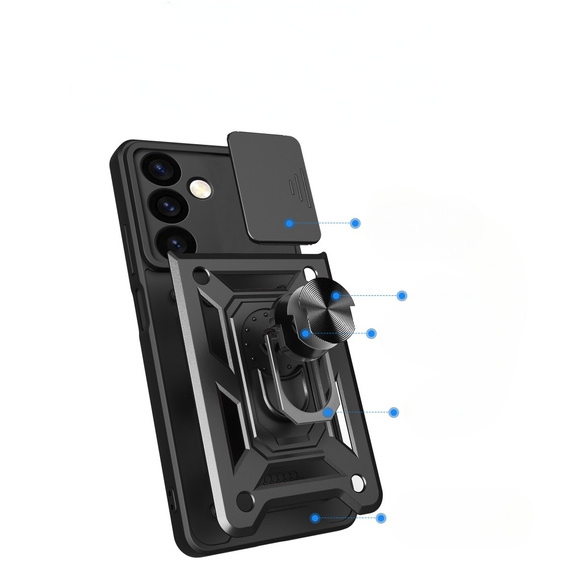 Obal na mobil pre Samsung Galaxy S24+ Plus, CamShield Slide, čierne