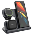 Bezdrôtová indukčná nabíjačka 3 v 1 QI rýchla pre Samsung S25 S24 S23 Galaxy Watch Buds stanica čierna