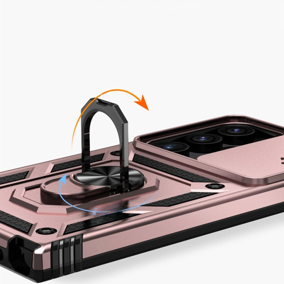 Obal na mobil pre Samsung Galaxy S24 Ultra, CamShield Slide, ružové rose gold