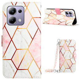 Klapkové puzdro pre Xiaomi Redmi Note 13 Pro 4G / Xiaomi Redmi Note 14S / Xiaomi Poco M6 Pro 4G, Wallet, Marble ružové