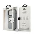 Karl Lagerfeld Obal na mobil pre iPhone 14 Pro Max, Saffiano Choupette Head Patch, strieborné