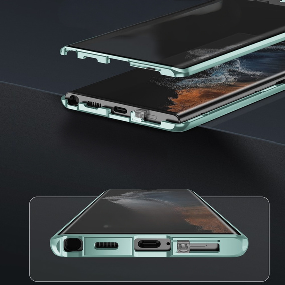 Magnetické puzdro Dual Glass MagSafe pre Samsung Galaxy S24 Ultra, zelený