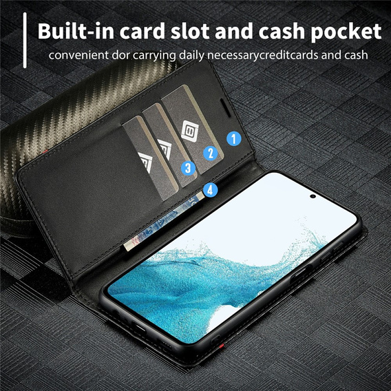 Flipové puzdro pre Samsung Galaxy S25 FE, Carbon LC.IMEEKE, čierne