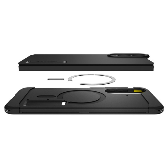Puzdro Spigen pre Samsung Galaxy S25 Edge, Tough Armor Mag MagSafe, čierne + tvrdené sklo 9H