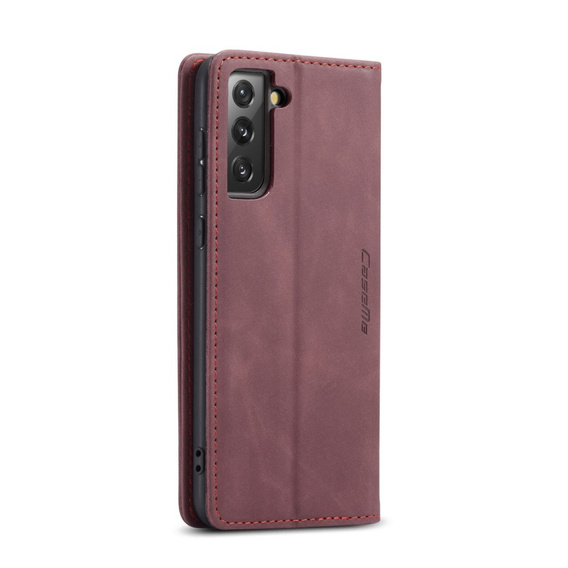 CASEME puzdro pre Samsung Galaxy S21 FE, Leather Wallet Case, červené