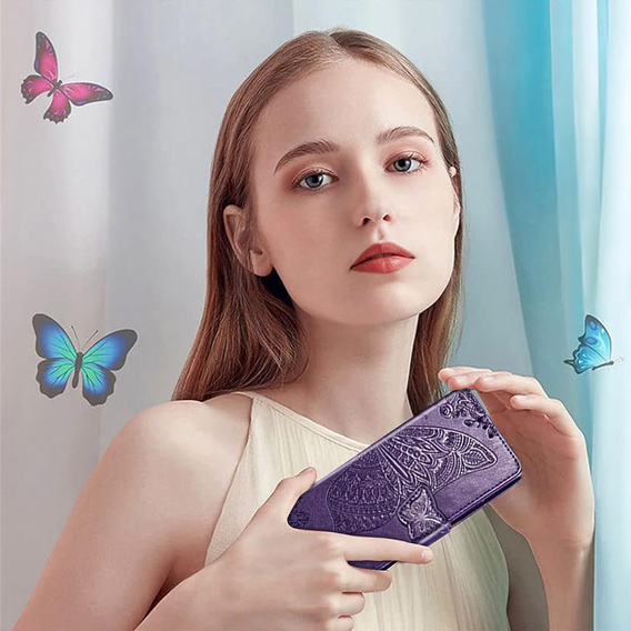 Klapkové puzdro pre Motorola Edge 60 / 60 Fusion, Butterfly, fialové