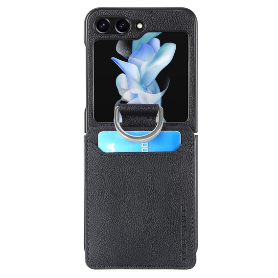 Puzdro pre Samsung Galaxy Z Flip7 FE / Z Flip6, Card Slot Ring Case, čierne