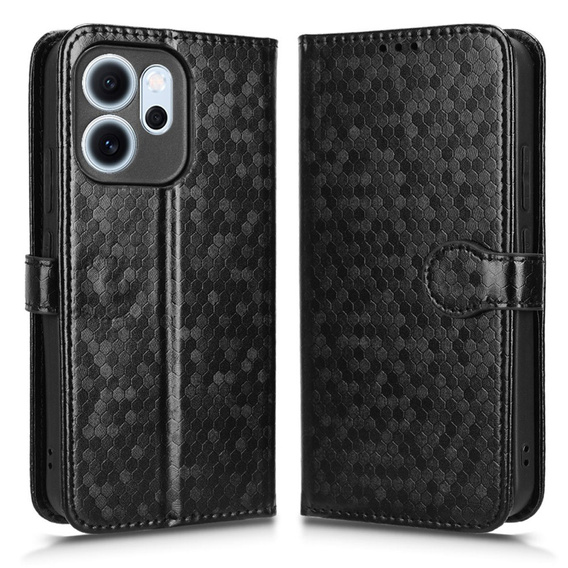 Klopové puzdro pre Oppo Reno 14F, Wallet Rhombus, čierne