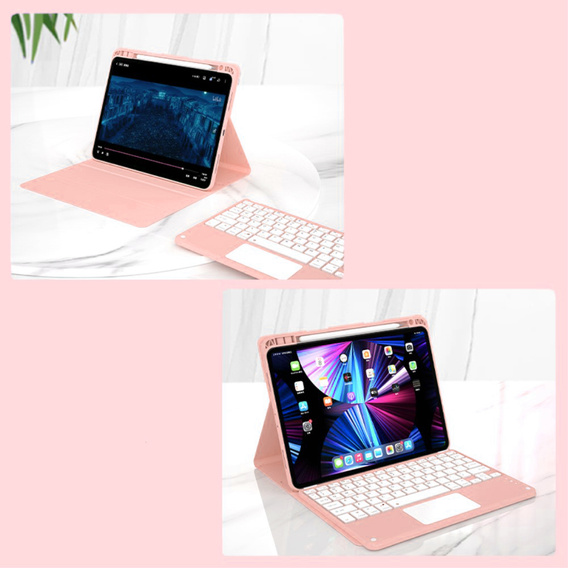 Puzdro + klávesnica iPad Air 10.9 4 2020 / 5 2022, Touchpad, ružové rose gold