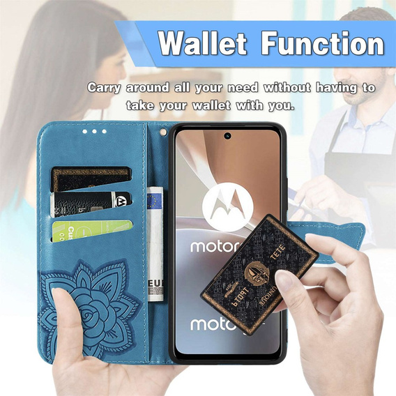 Klapkové puzdro pre Motorola Moto G32, Butterfly, modré
