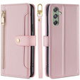 Klapkové puzdro pre Samsung Galaxy M34, Wallet Zipper Pocket, ružové