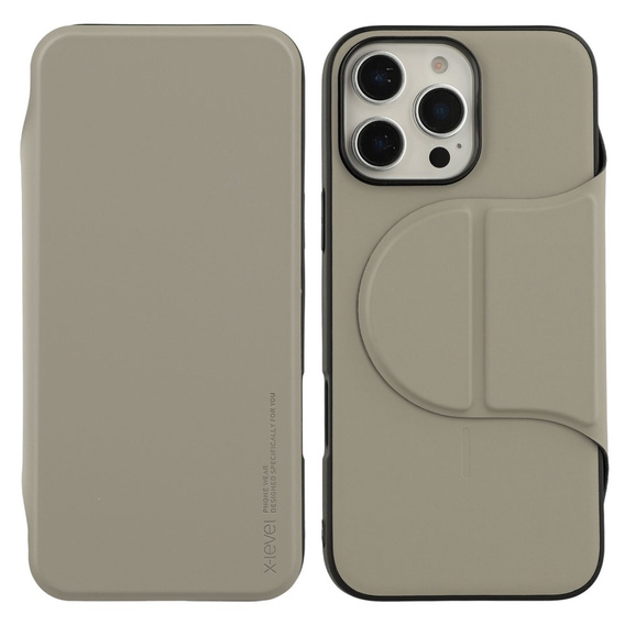 Puzdro X-LEVEL pre iPhone 16 Pro Max, Magnetic Card Holder, sivé