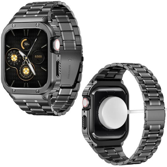 Oceľový náramok s puzdrom pre Apple Watch 7/8/9 45MM, strieborná / zlatá