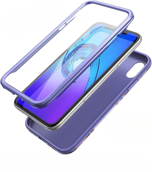 Obal na mobil pre iPhone XR, Suritch Full Body Marble, fialové