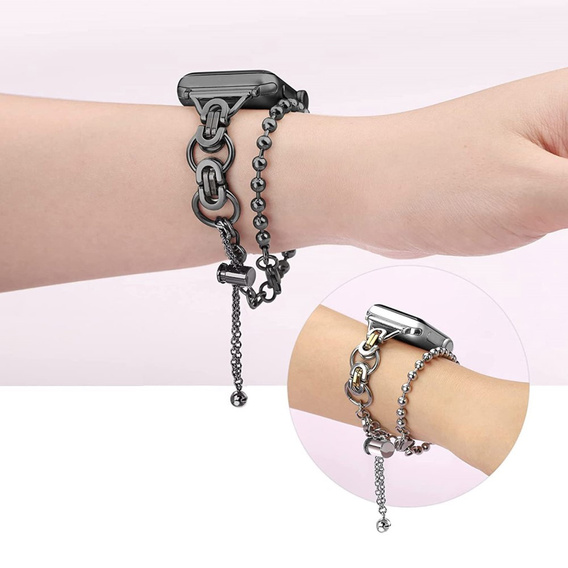 Dámsky náramok pre Apple Watch 1/2/3/4/5/6/7/8/9/SE 38/40/41 mm, čierny