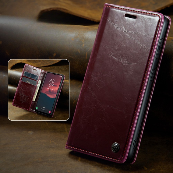 CASEME flipové puzdro pre Samsung Galaxy A34 5G, Waxy Textured, červené