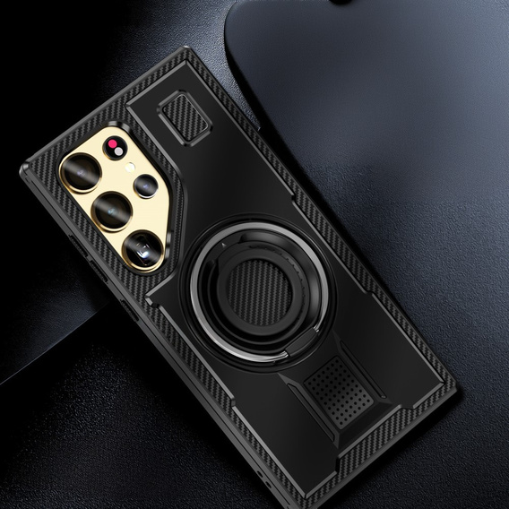 Obal na mobil pre Samsung Galaxy S25 Ultra, Kickstand Ring, čierne