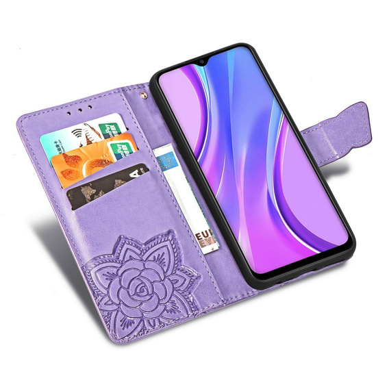 Klapkové puzdro pre Xiaomi Redmi 9, Butterfly, fialové