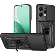 Pancierované puzdro pre Oppo Reno 14, s ochranou fotoaparátu, so stojanom, čierne