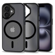 Puzdro pre iPhone 16, pre MagSafe, ERBORD Matt Case, transparentné / čierne + sklo na displej