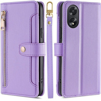 Klapkové puzdro pre Oppo A38 / A18 4G, Wallet Zipper Pocket, fialové