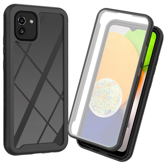 Puzdro pre Samsung Galaxy A03, Shockproof, s fóliou, čierne